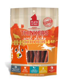 Treat your dog to Thinkers Chicken Meat Stick Dog Treats, hearty and meat-packed sticks enriched with EPA and DHA for healthy brain function support. Perfect for training or rewarding your pet's good behavior.