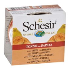 Discover Schesir Tuna and Papaya Canned Cat Food Topper at GPS Pet Palace in Portage la Prairie. Made with real papaya and premium tuna, this unique and all-natural cat food topper is rich in essential nutrients, making it an irresistible choice for your cat.