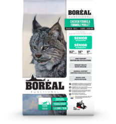 Boréal Functional Senior Cat Food supports elderly cats' health with fresh deboned chicken, glucosamine, and low GI ingredients. Available at our pet store in Portage la Prairie.