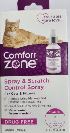 Find the Comfort Zone Spray & Scratch Control Spray at GPS Pet Palace, Portage la Prairie's top pet store. Reduce cat anxiety, urine marking, and scratching with our veterinarian-recommended spray.