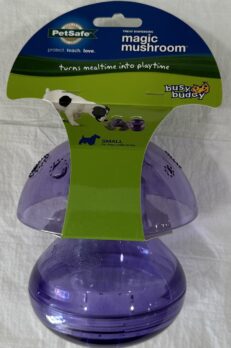 Entertain your dog and keep them mentally stimulated with the PetSafe Busy Buddy Magic Mushroom Treat Dispenser Dog Toy. This interactive toy spins, rolls, and dispenses treats during playtime, making it a fun challenge for your pet. Adjustable windows allow you to vary the rate of food dispensing, adjusting the difficulty level as needed. It holds a variety of kibble and treats, keeping your dog engaged and entertained when home alone. Dishwasher safe on the top rack for easy cleaning.