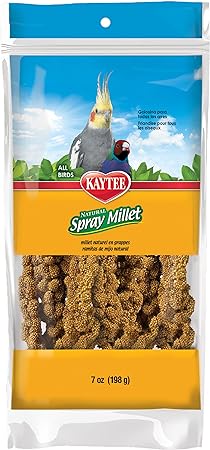 Kaytee Spray Millet Treat for Pet Birds is perfect for all bird stages. Encourages weaning, adds variety, and supports bonding. Available at GPS Pet Palace in Portage la Prairie.